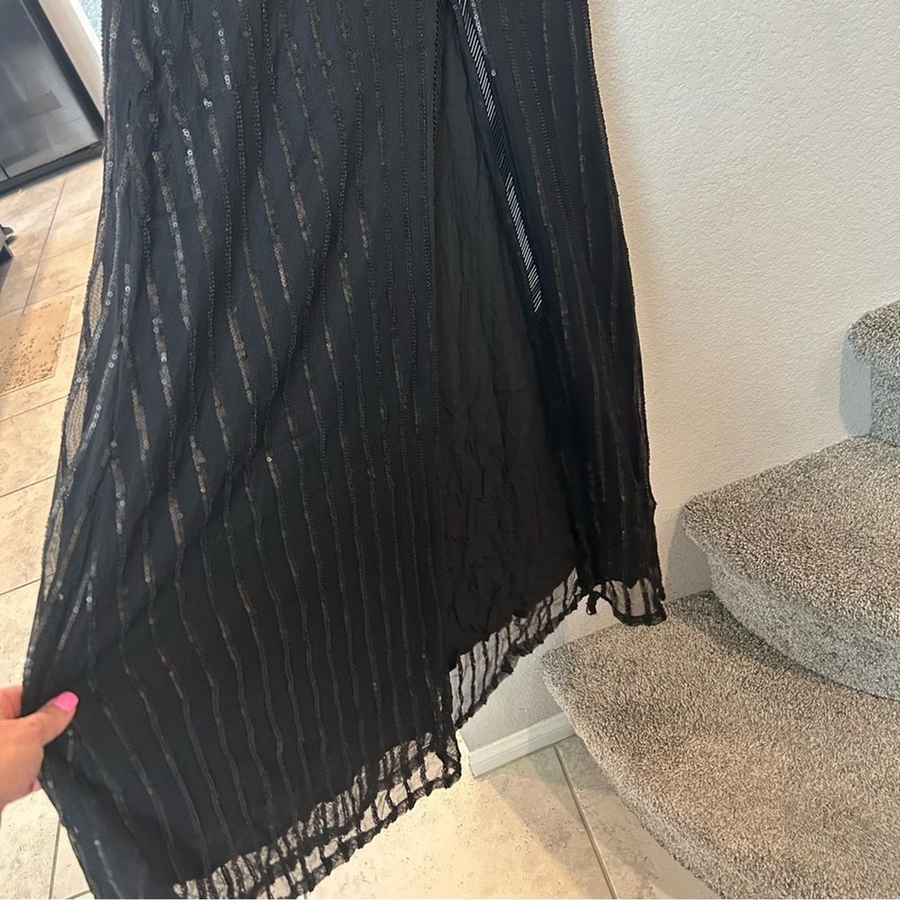 THE JETSET DIARIES Fiesta Faux Wrap Maxi Dress Black Sequin & Beaded XS - Picture 4 of 12